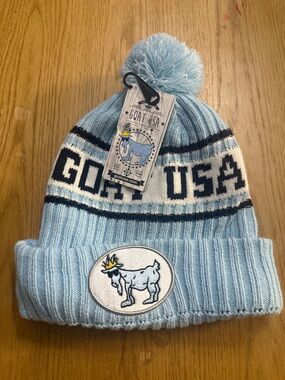 GOAT USA Kids Light Blue Pom-Top Knit Beanie